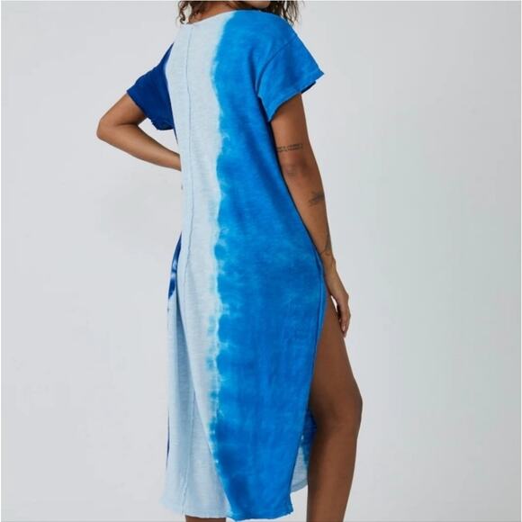 NEW Free People Ice Cream Sundae Blue Ombre Tie-Dye Maxi Cotton Dress - Picture 4 of 15